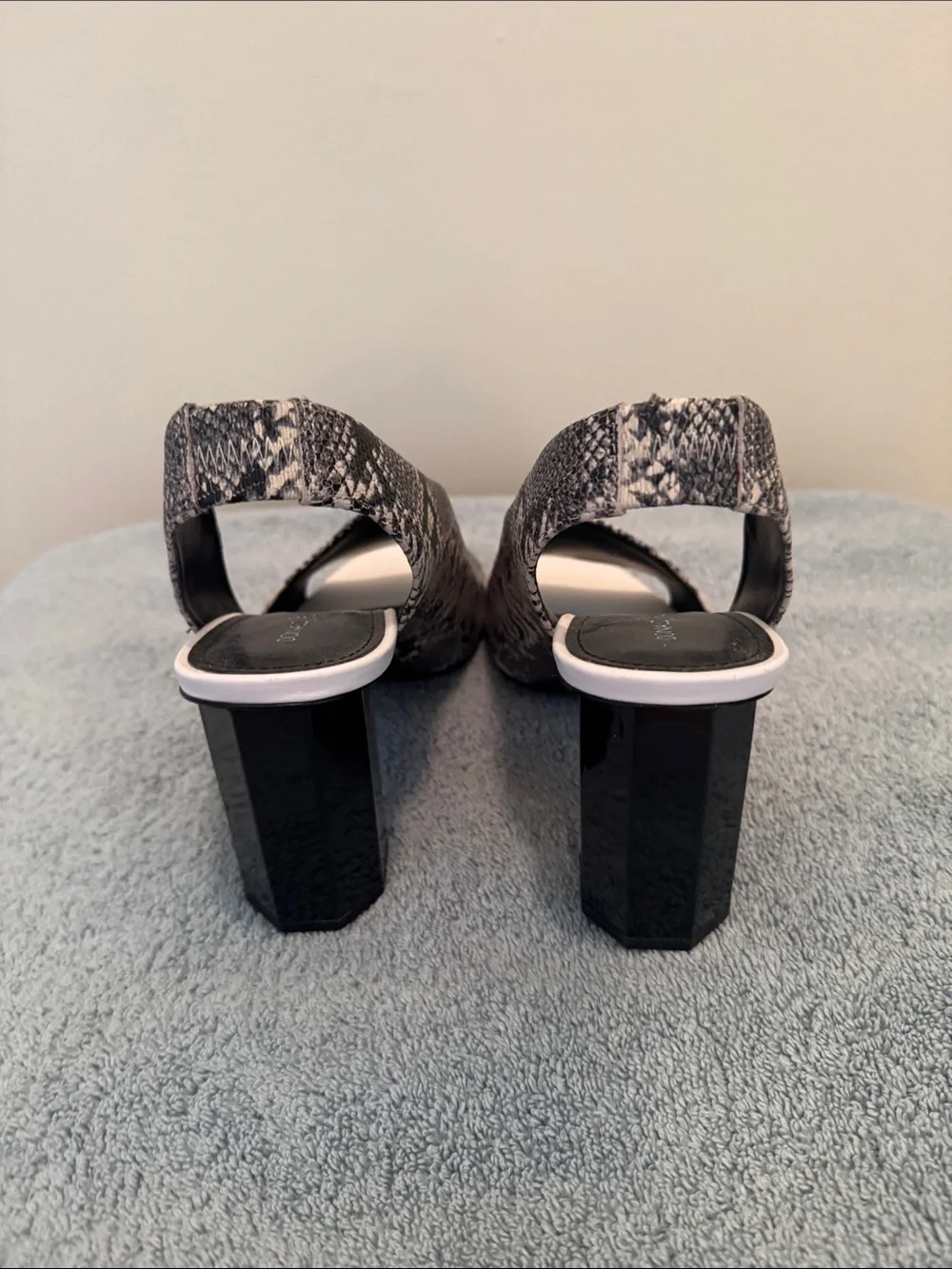 Donald J. Pliner Black & White Snake-Print Slingback Heels - Picture 2 of 4